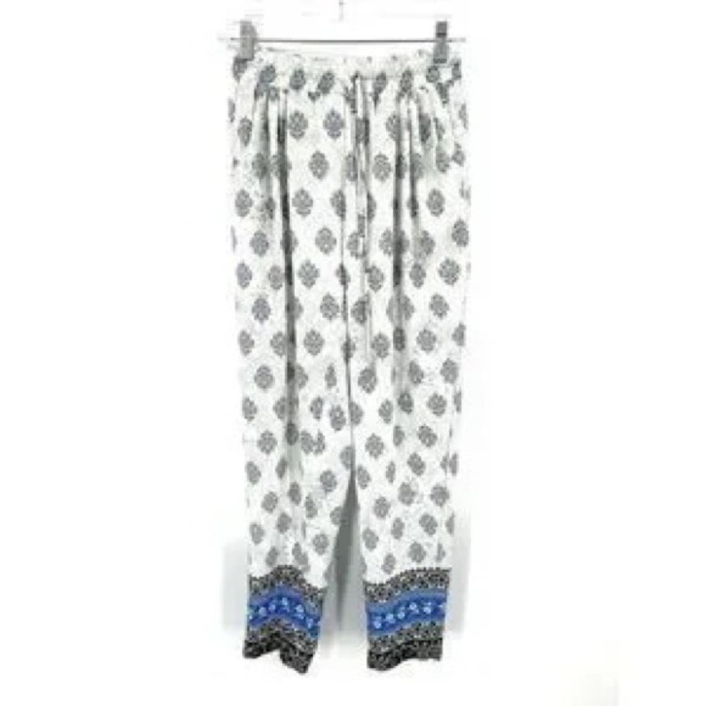 White and Blue Patterned Pants - image 1